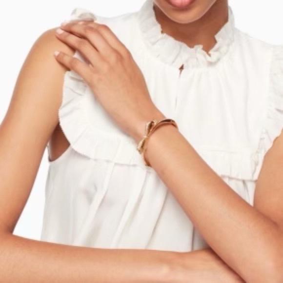 KATE SPADE • Gold Crystal Love Notes Bangle Bracelet - Picture 2 of 7